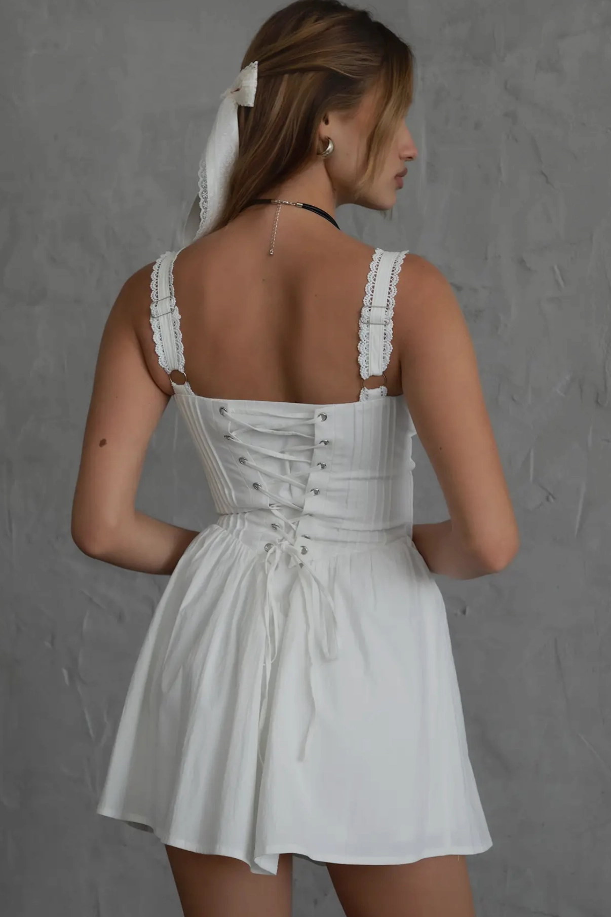 Darcy Poplin Mini Dress- White Chilly Day Layers Bold Design