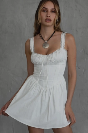 Fashionable Look Classic Cut Darcy Poplin Mini Dress- White