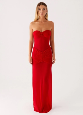 Ottilie Mesh Maxi Dress - Red Simple Profile