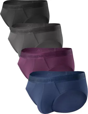 DAVID ARCHY Men's Briefs Micro Modal No Fly Underwear Support Pouch Soft Comfort Briefs for Men 4 Pack