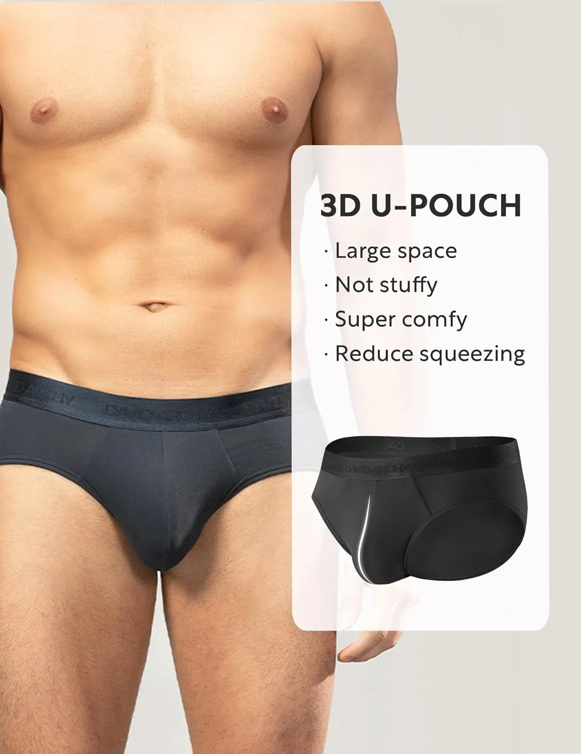DAVID ARCHY Men's Briefs Micro Modal No Fly Underwear Support Pouch Soft Comfort Briefs for Men 4 Pack