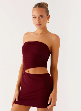 Last Heartbreak Mini Dress - Burgundy Relaxed and Elegant Sleek Comfort