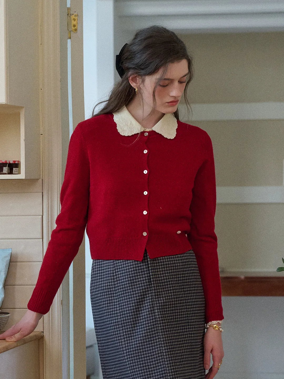 SmoothZipper Dayana Round Neck 100% Wool Cardigan