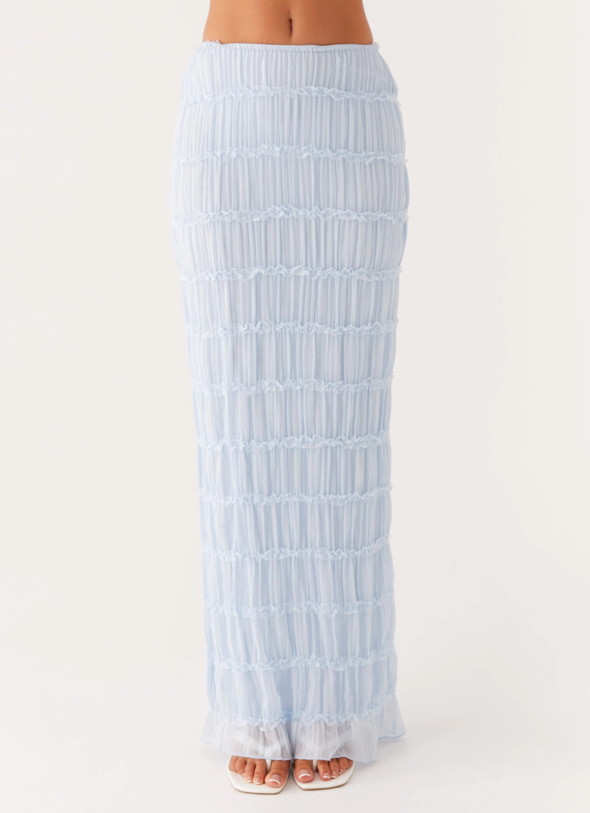 Fashion Week Ready Daydreaming Low Rise Maxi Skirt - Blue