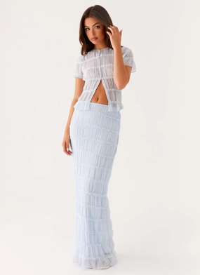 Road Trip Soft Texture Daydreaming Low Rise Maxi Skirt - Blue