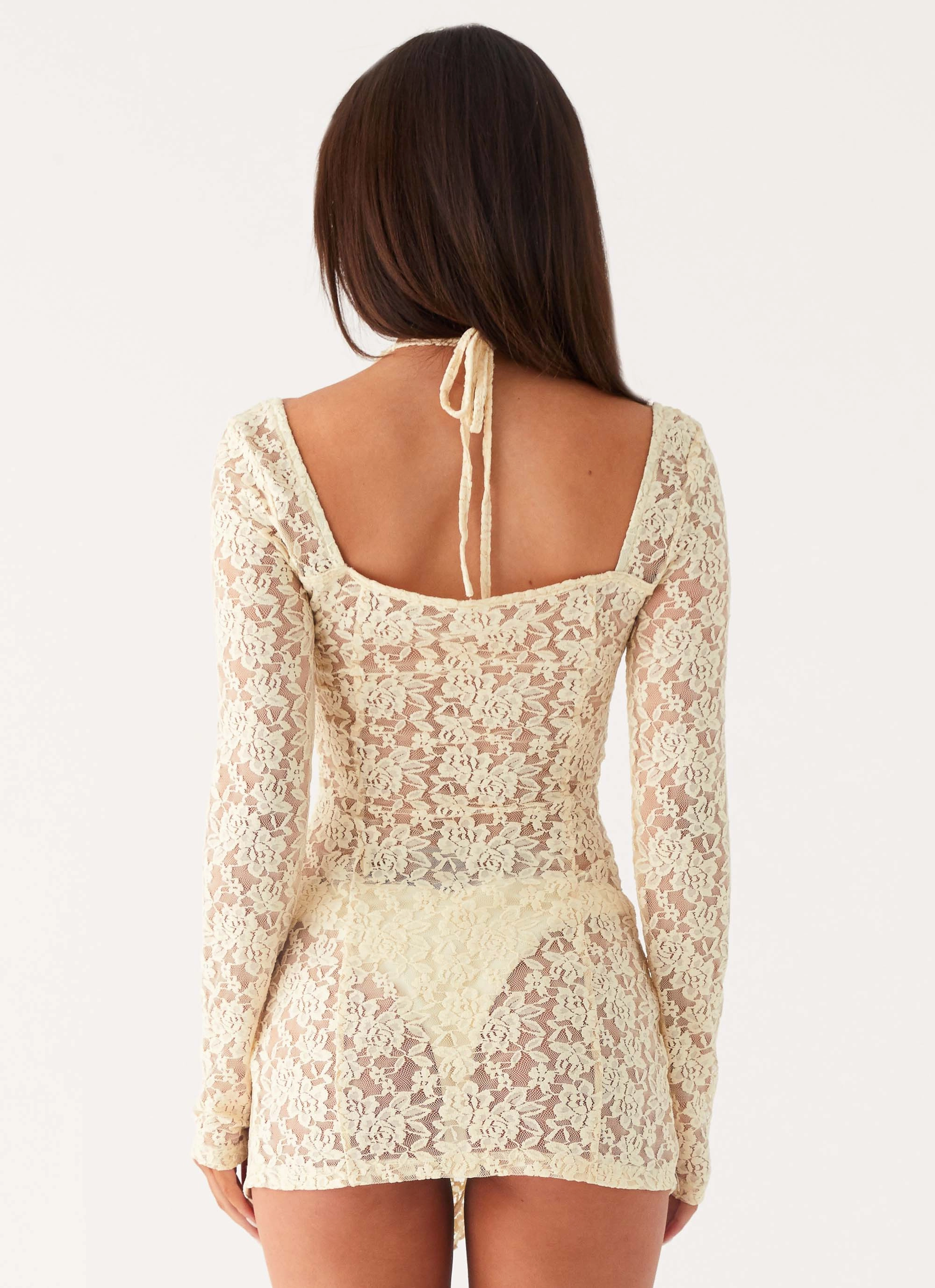 Rarri Lace Mini Dress - Ivory Casual Moments