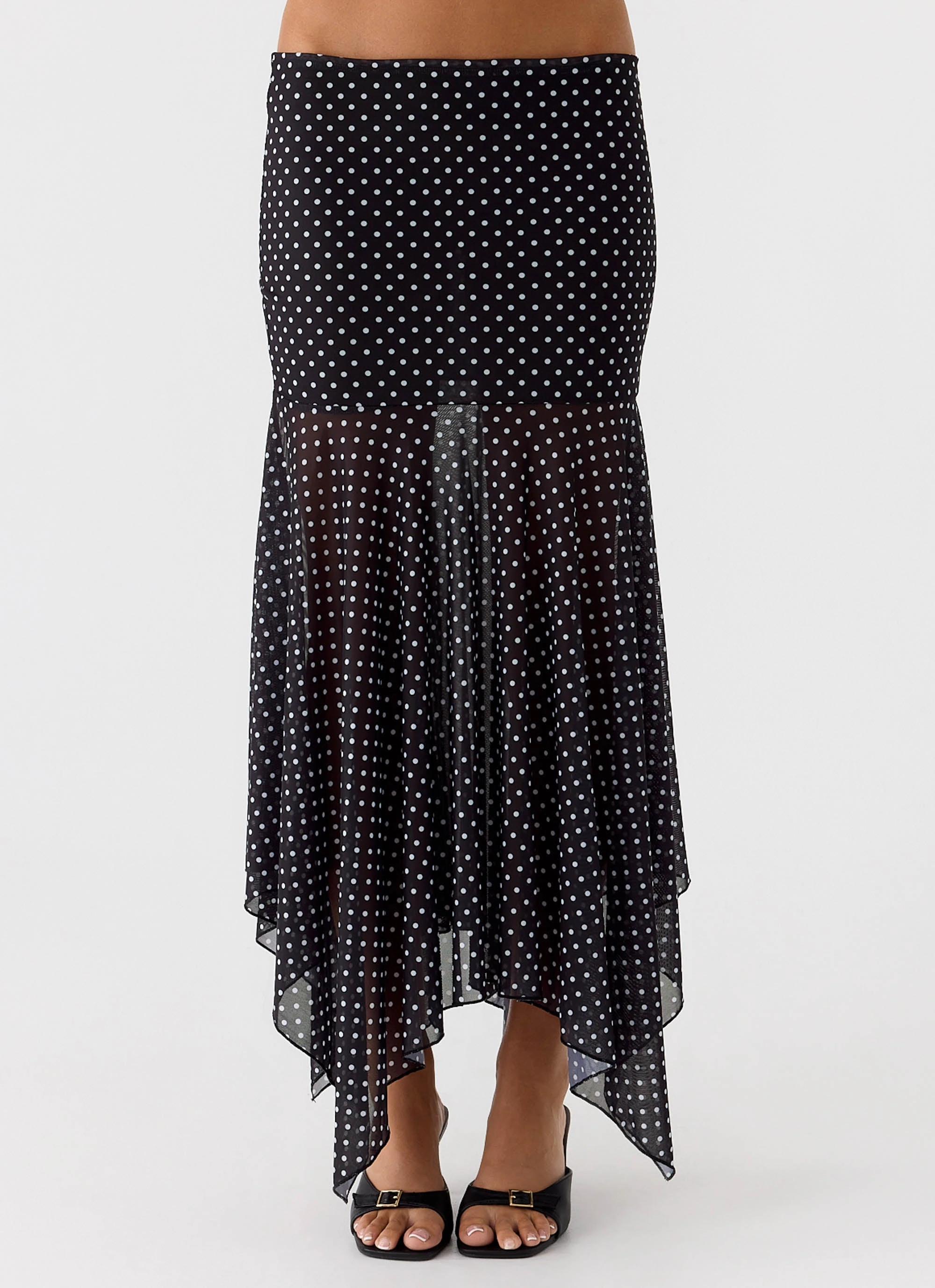 Buffy Maxi Skirt - Black Polkadot Senior Style
