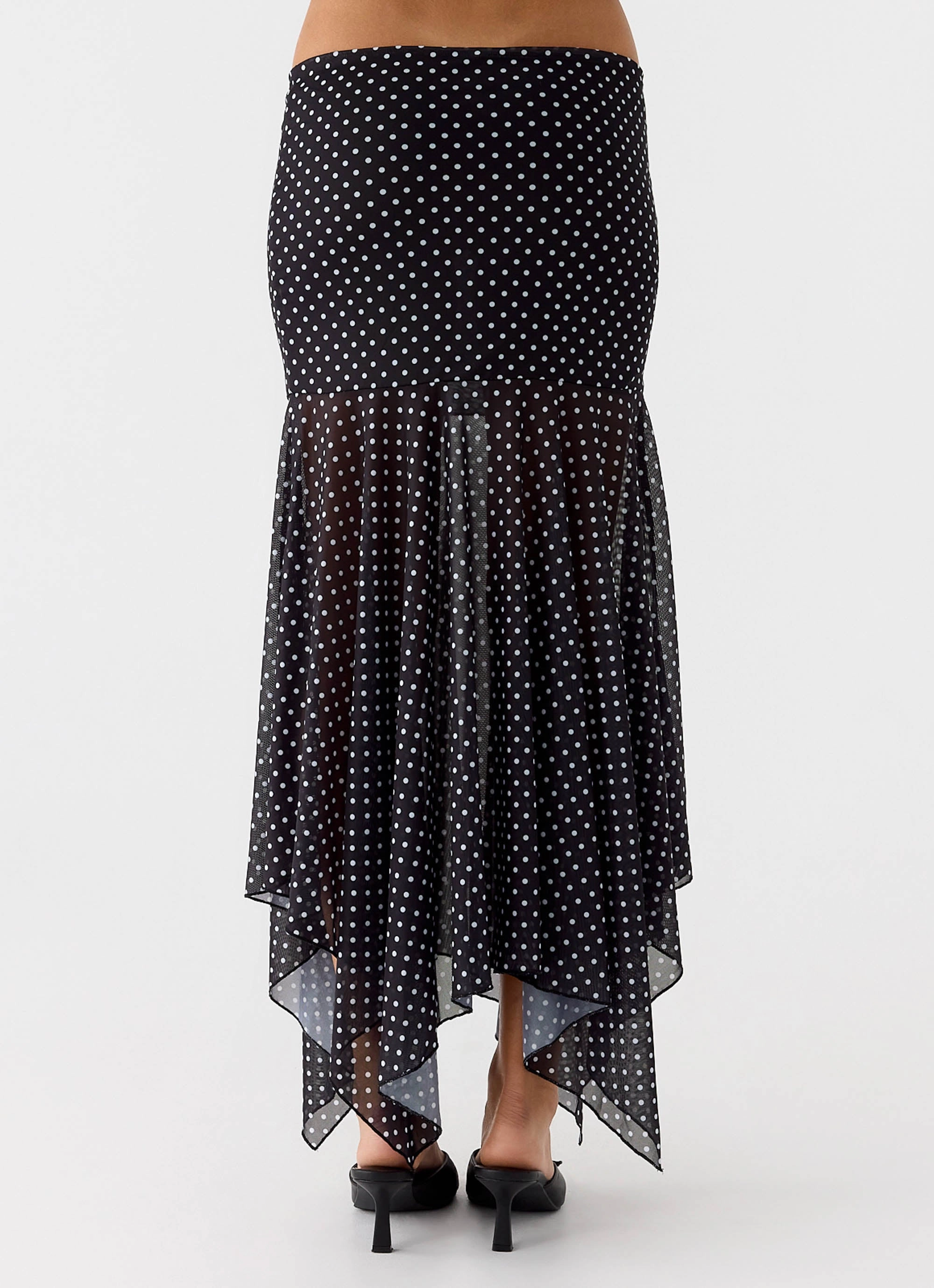 Buffy Maxi Skirt - Black Polkadot City Ready