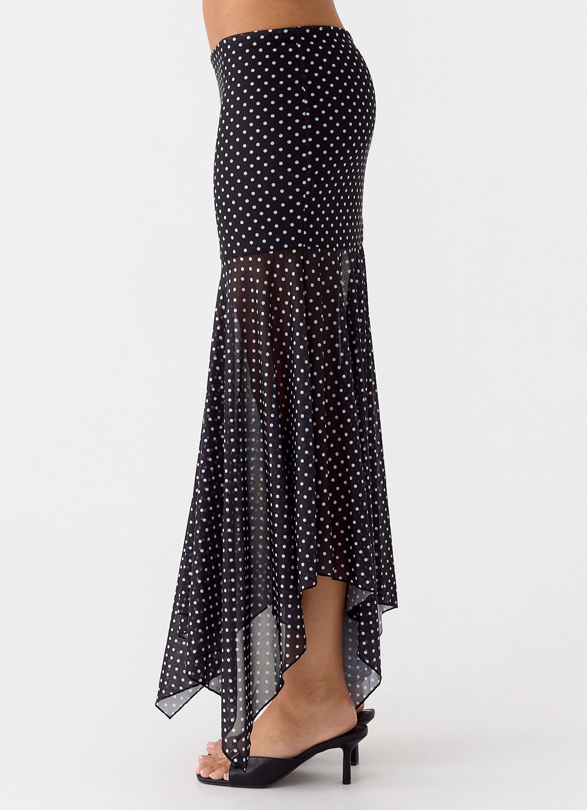 Buffy Maxi Skirt - Black Polkadot Fashion Fusion
