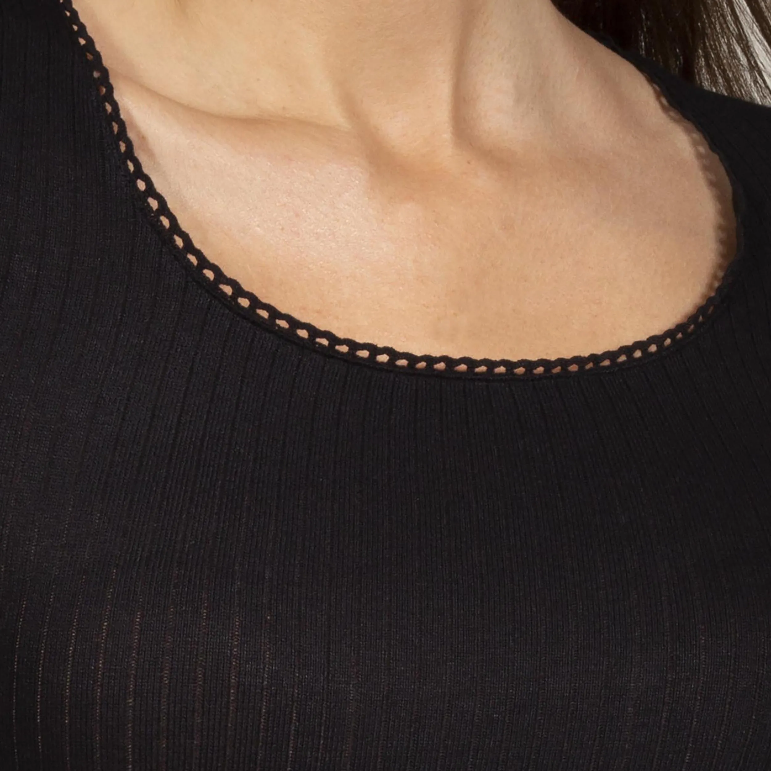 Débardeur Femme maille côtelée Noir