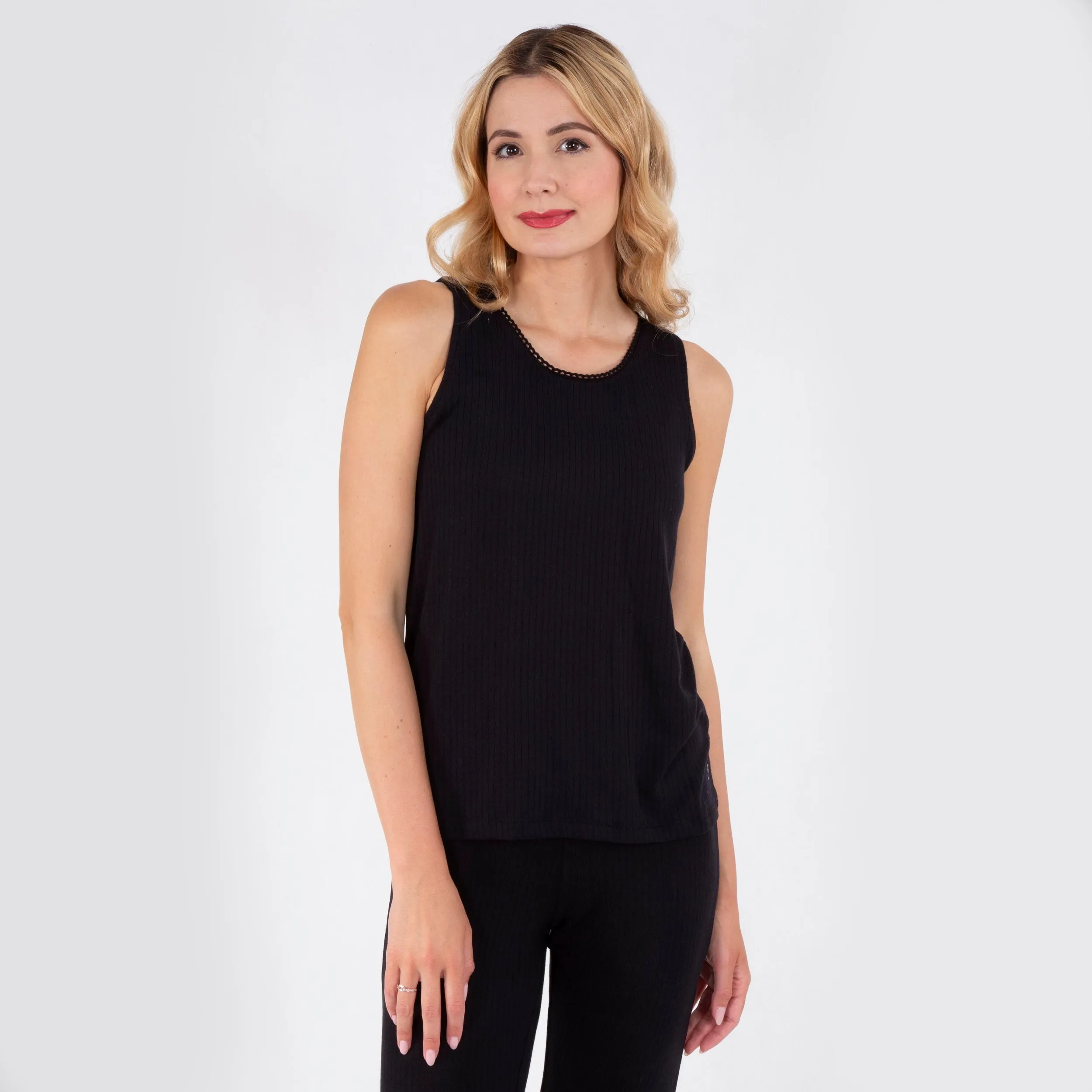 Débardeur Femme maille côtelée Noir