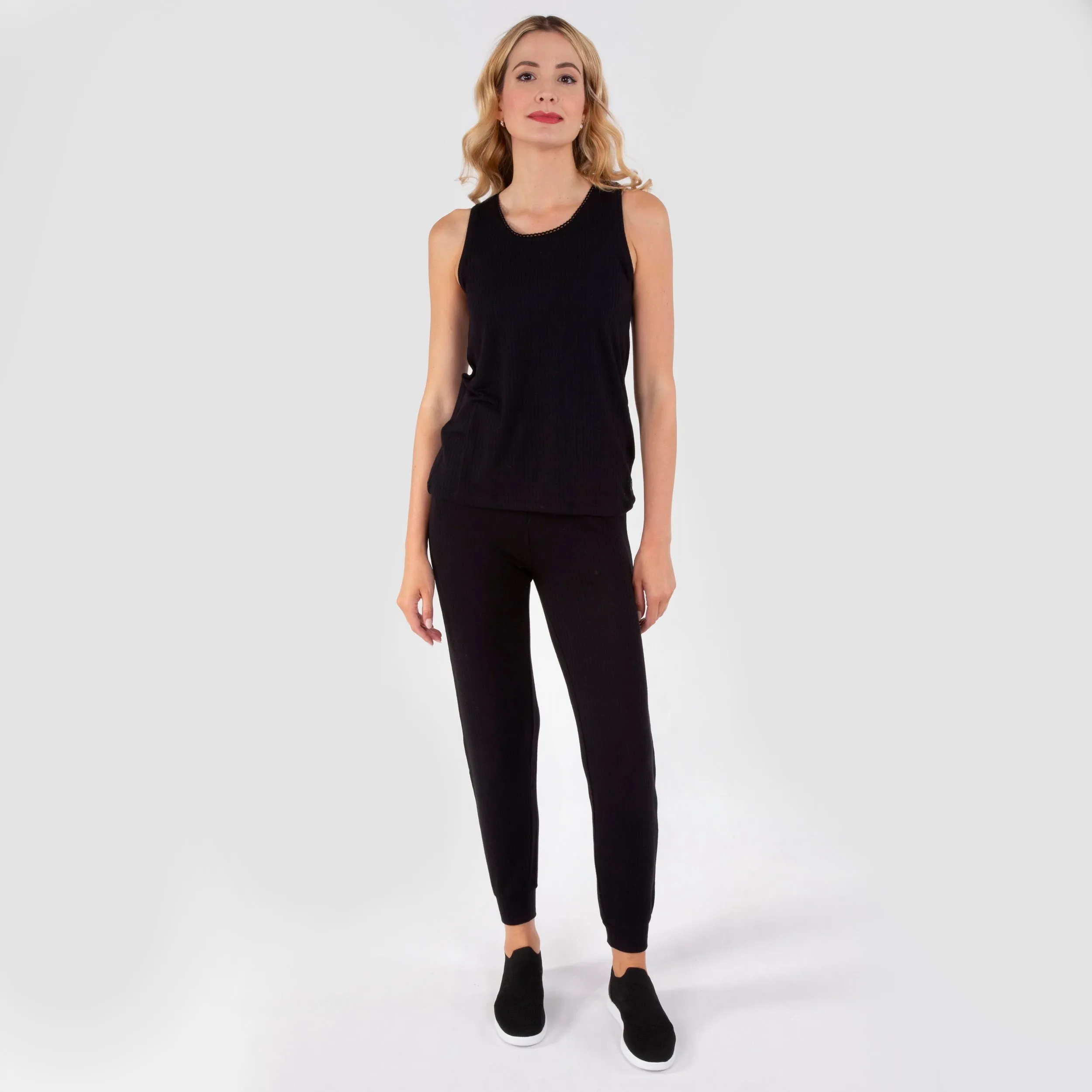 Débardeur Femme maille côtelée Noir