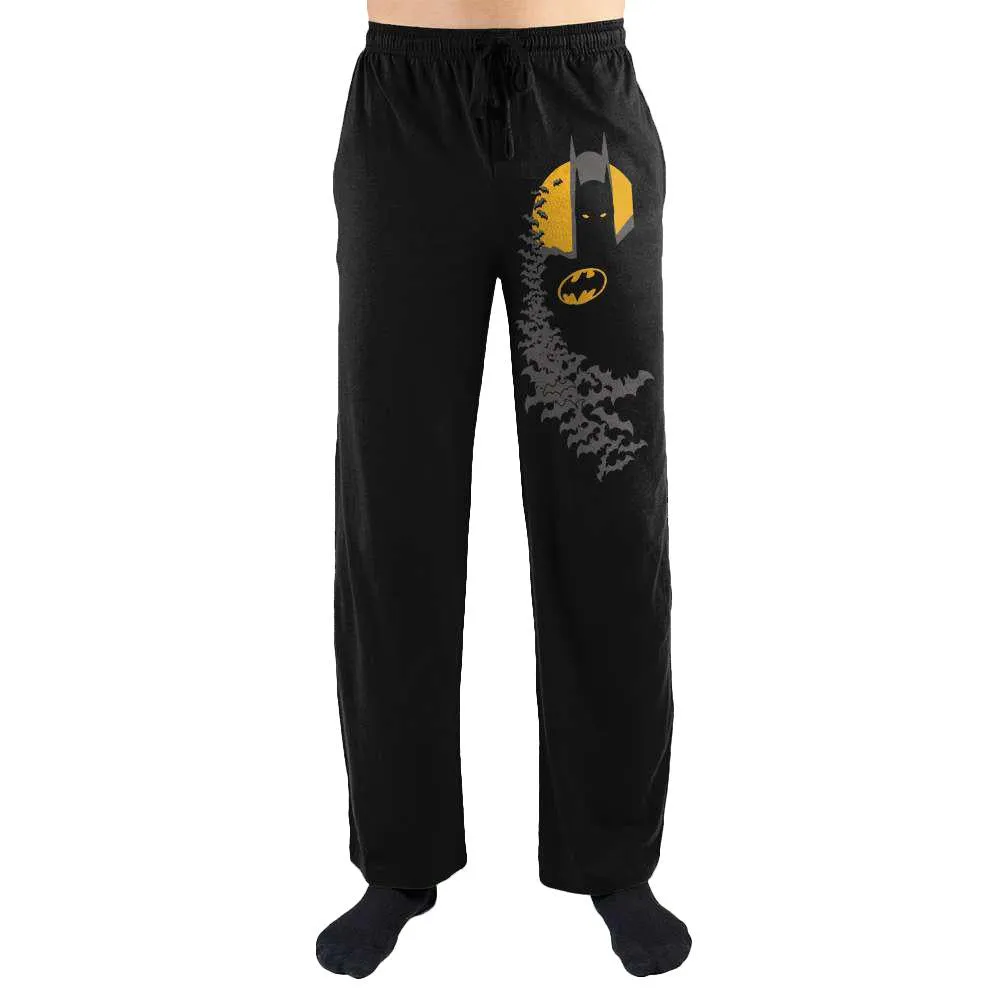 DC Comics Batman Head Bat Leg Print Mens Lounge Pants