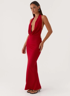Simple Profile Dedicated Maxi Dress - Red