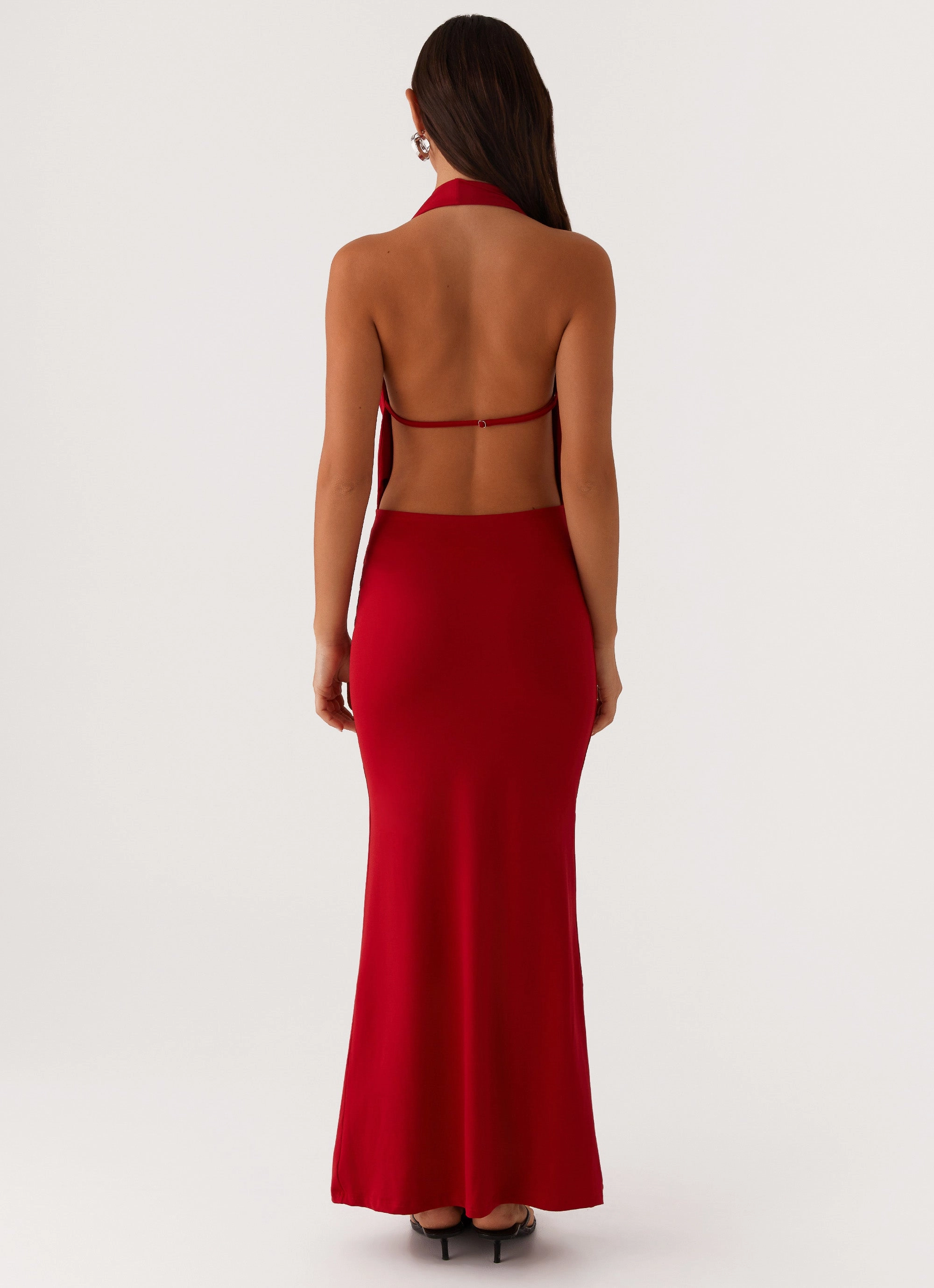 Collar Accent Casual Smart Dedicated Maxi Dress - Red