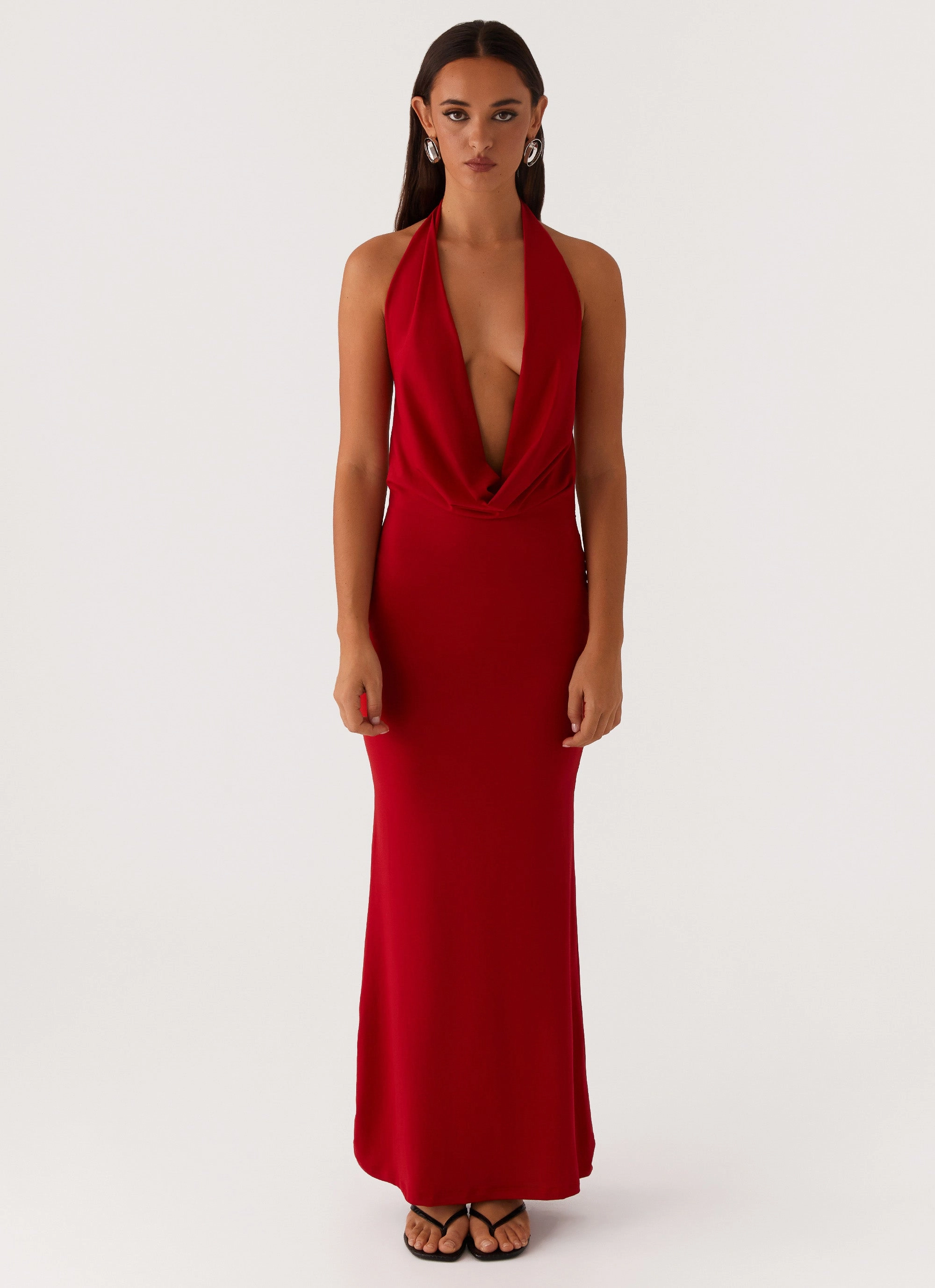 Smooth-Finish Petite friendly Dedicated Maxi Dress - Red