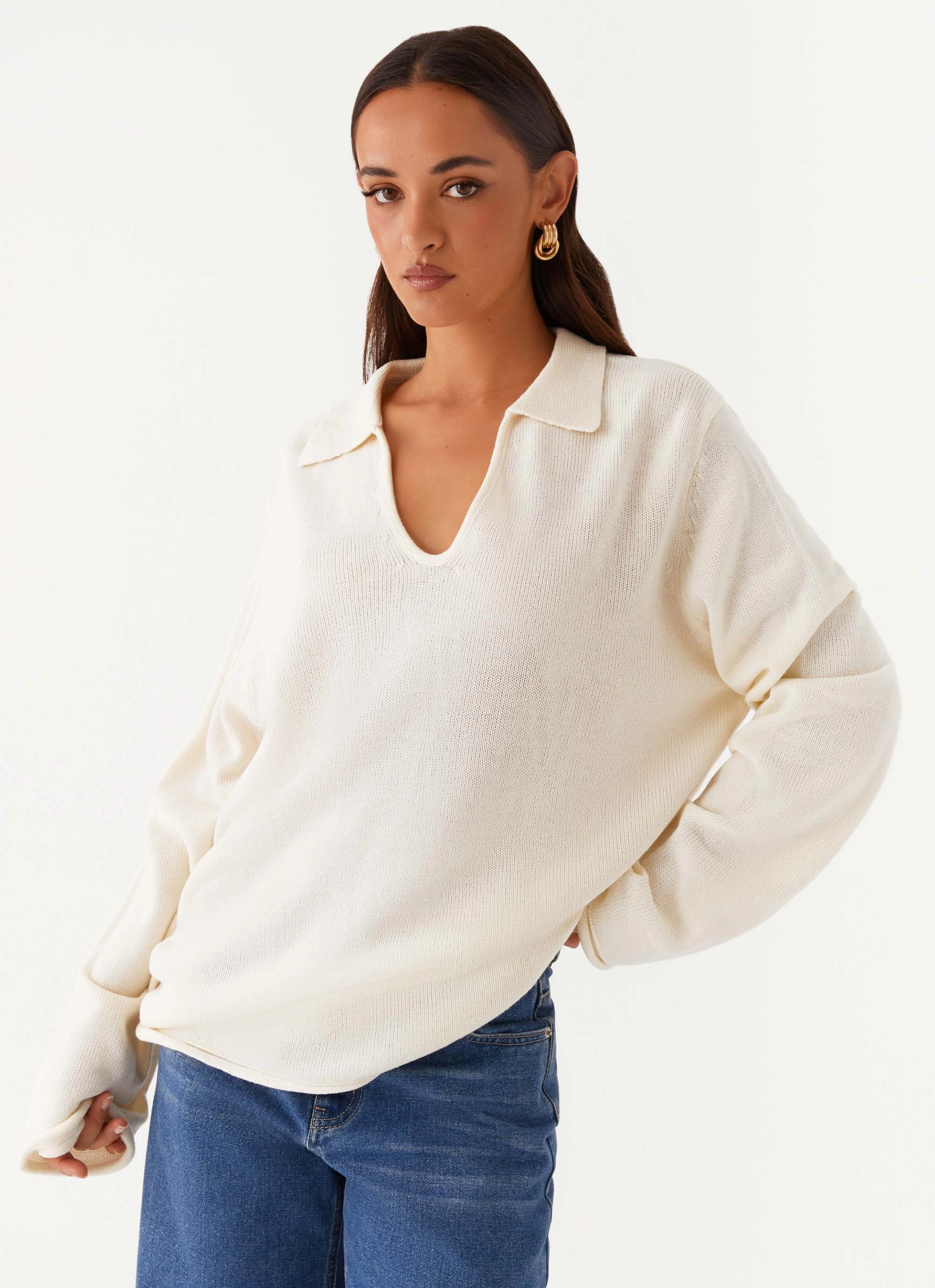 Quick Dry Technology Deena Knit Sweater - White