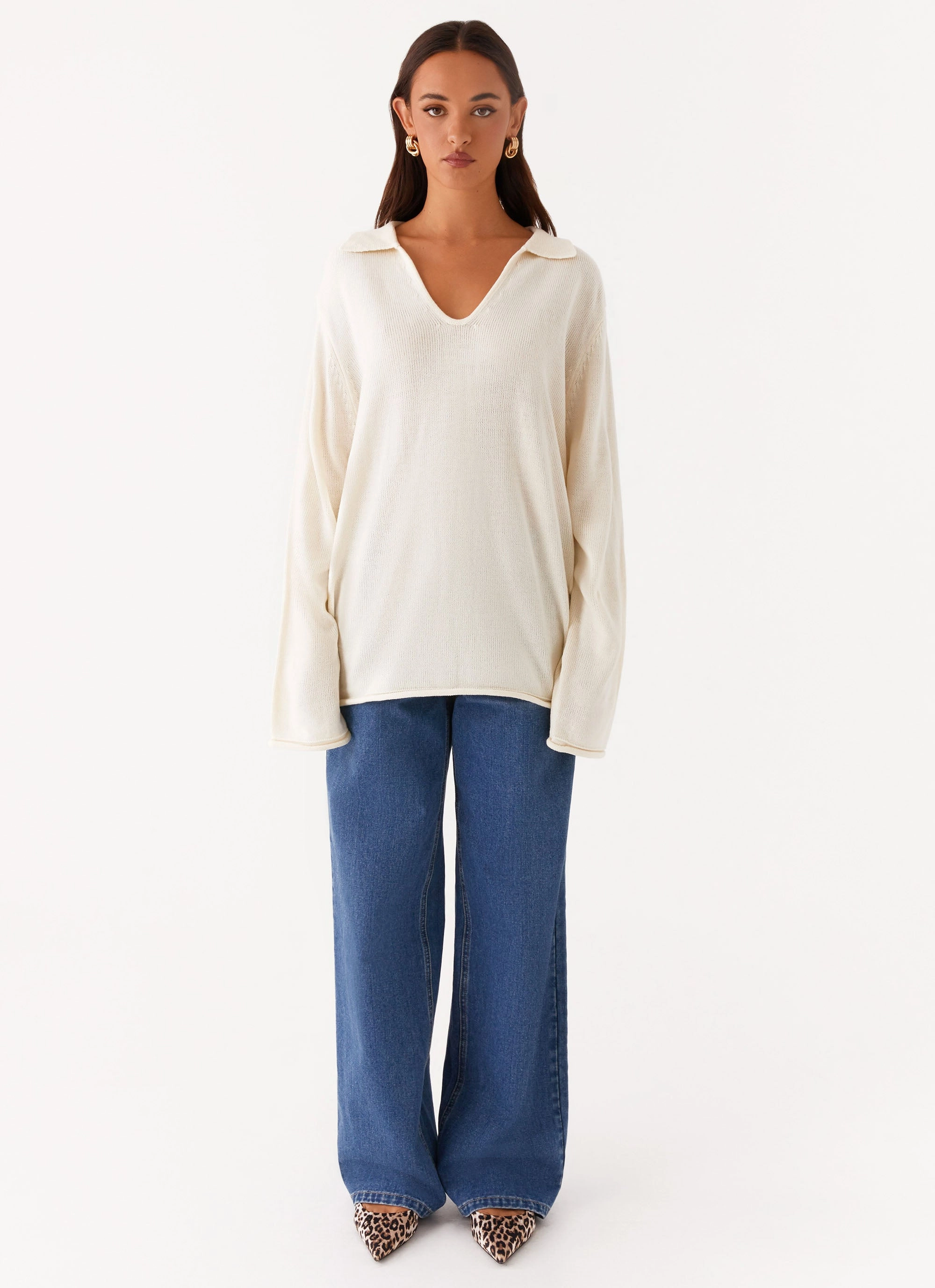 Deena Knit Sweater - White Winter Outerwear