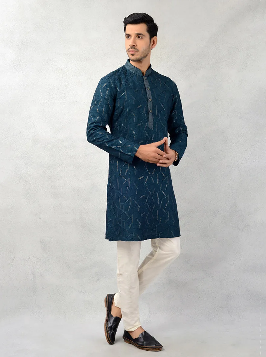 Deep Teal Blue Kurta Pajama | TULA