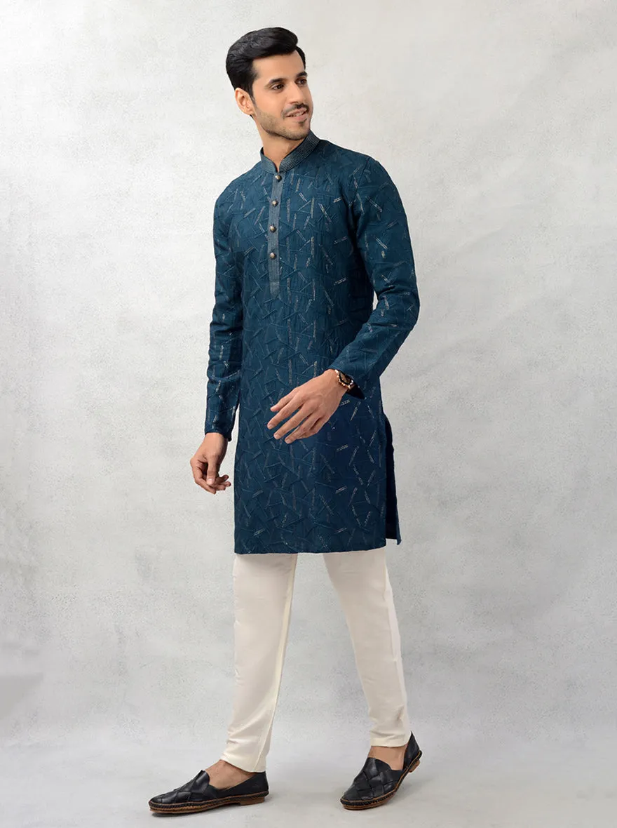 Deep Teal Blue Kurta Pajama | TULA