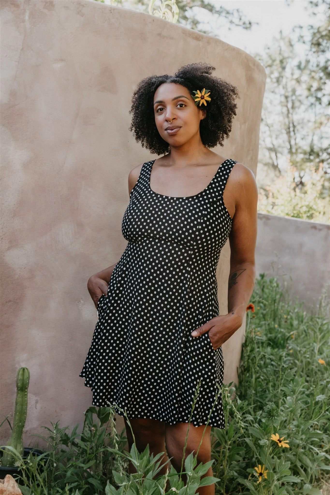 Luxury Feel Social Charm Delana Dress in Black and White Polka Dot