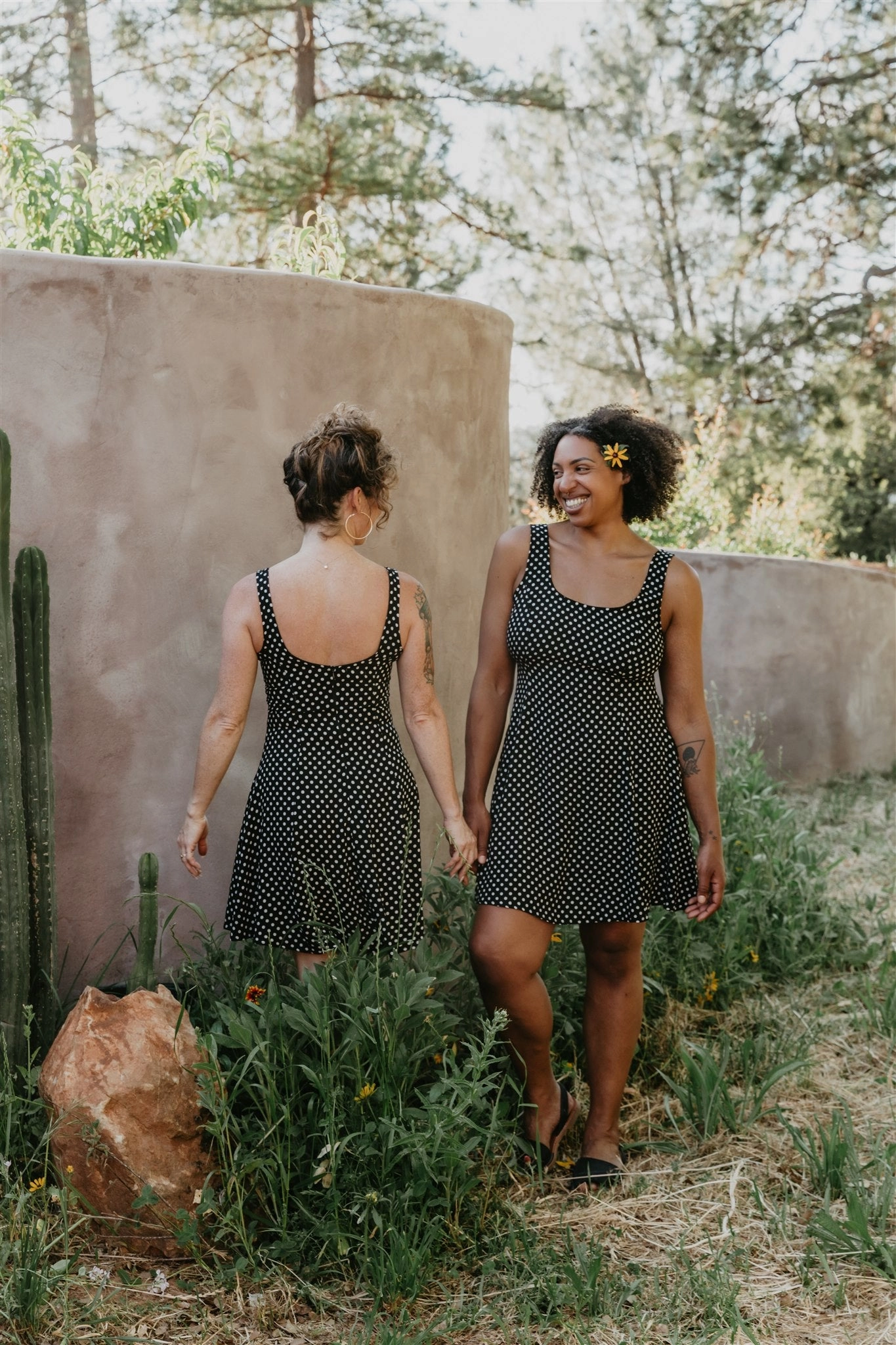Vibe Choice Delana Dress in Black and White Polka Dot