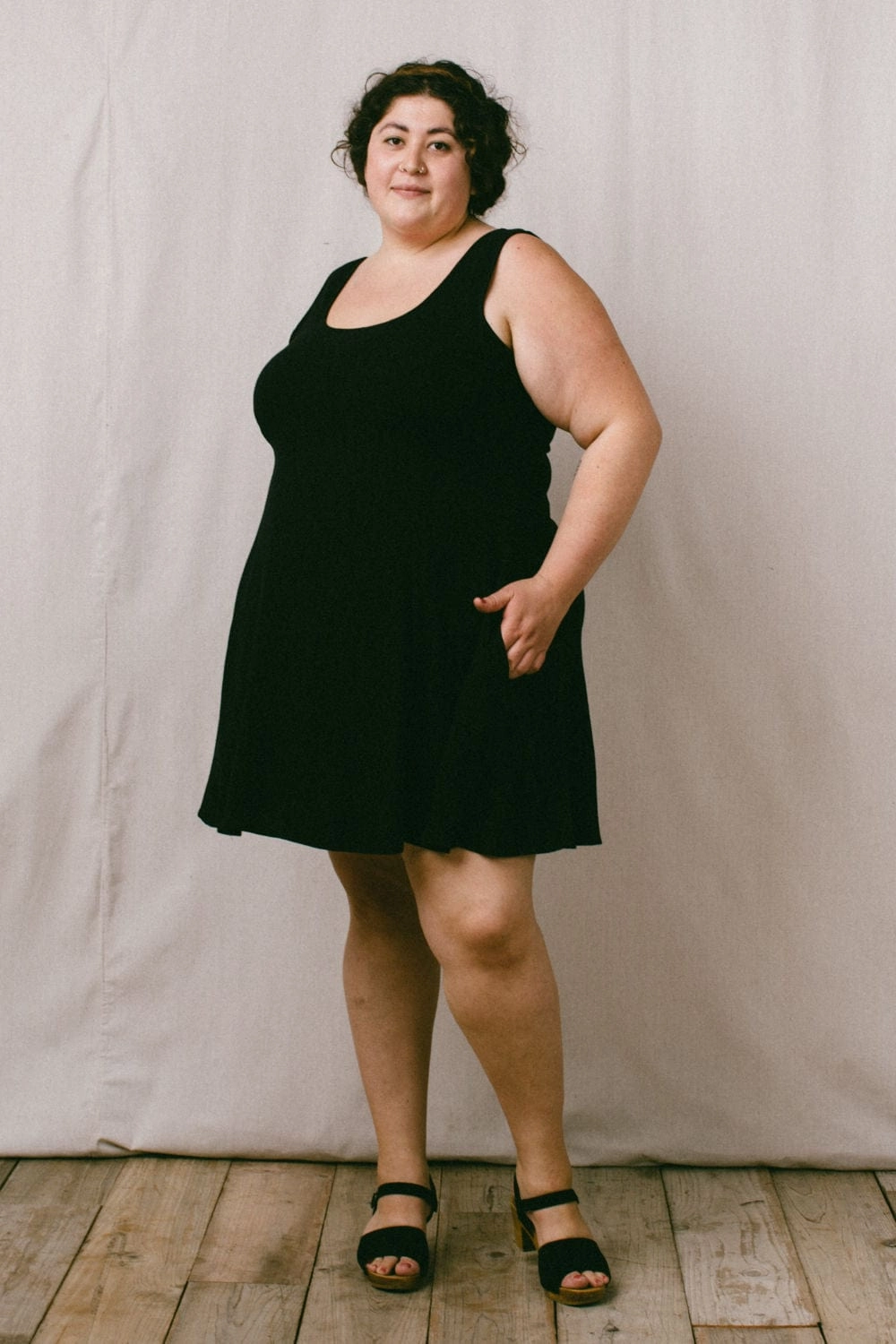 Work Option Seasonal Must-Have Delana Dress in Black Linen