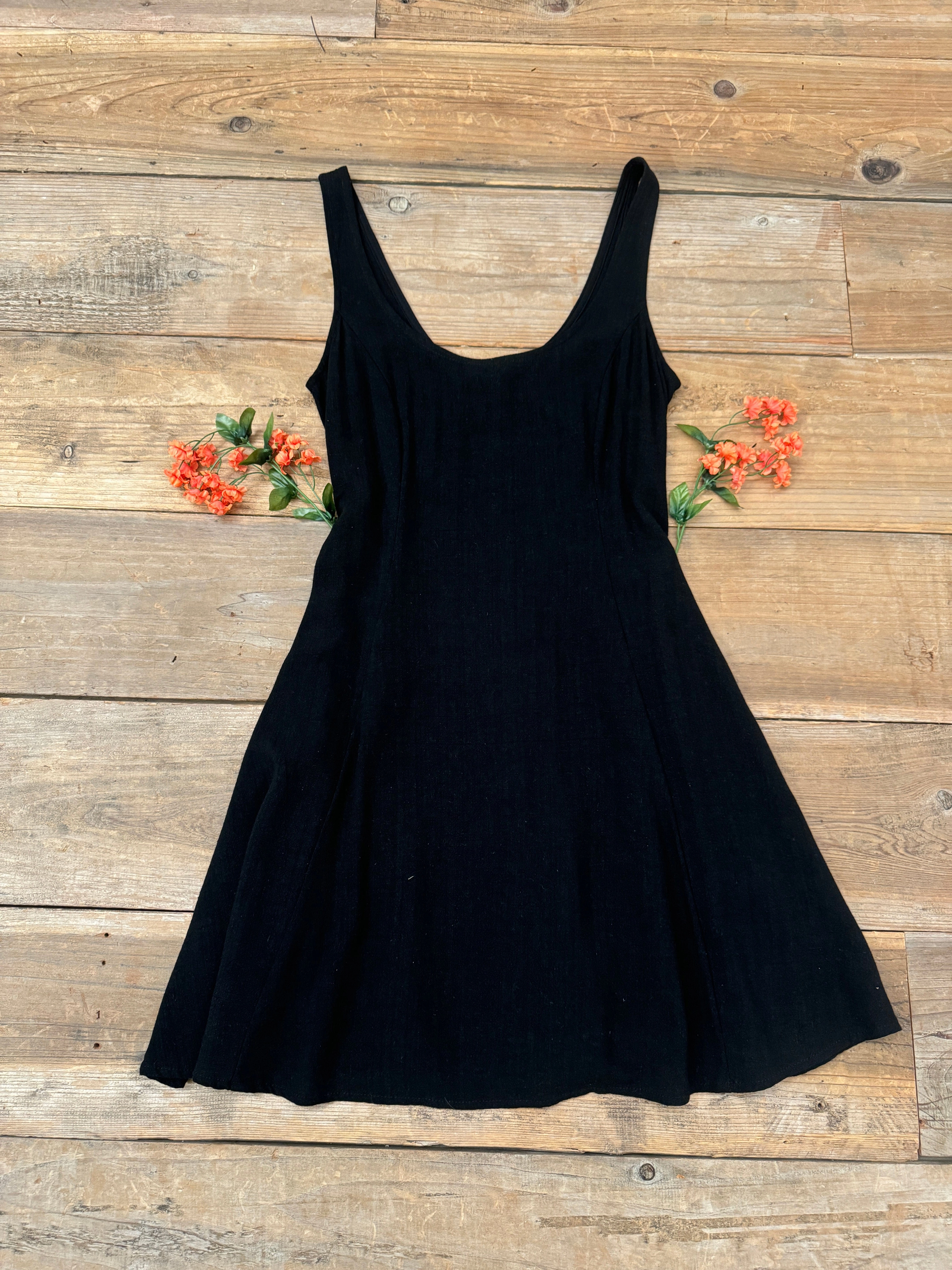 Form Fitting Versatile Layers Delana Dress in Black Linen