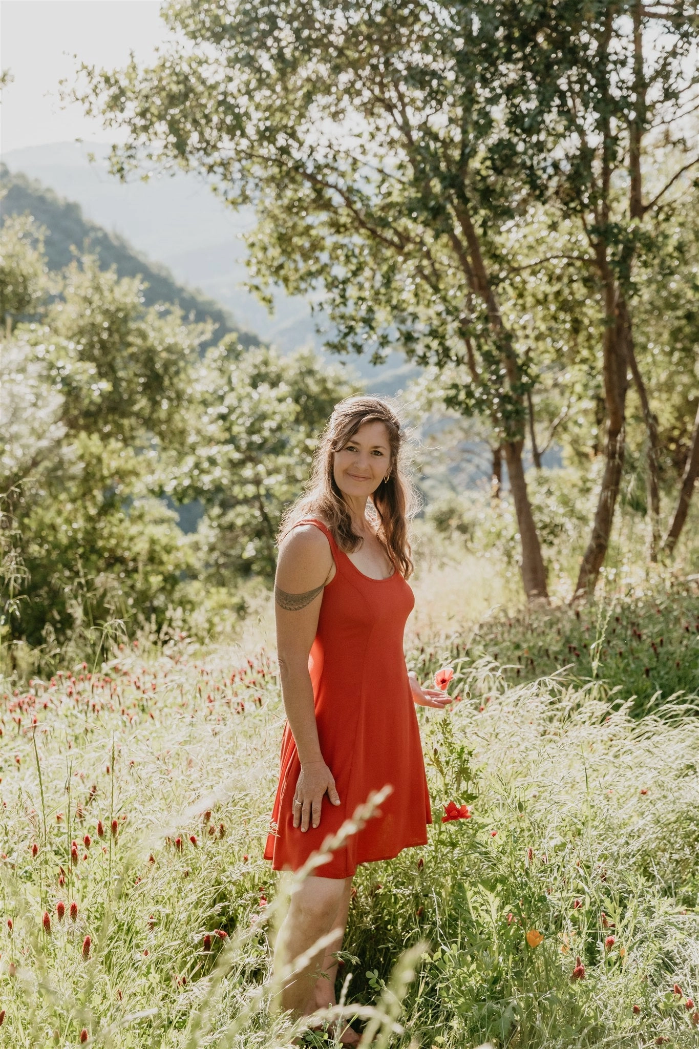 Smooth Layers Delana Dress in Coral Challis