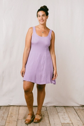 Delana Dress in Lilac Challis Breathable Wearable