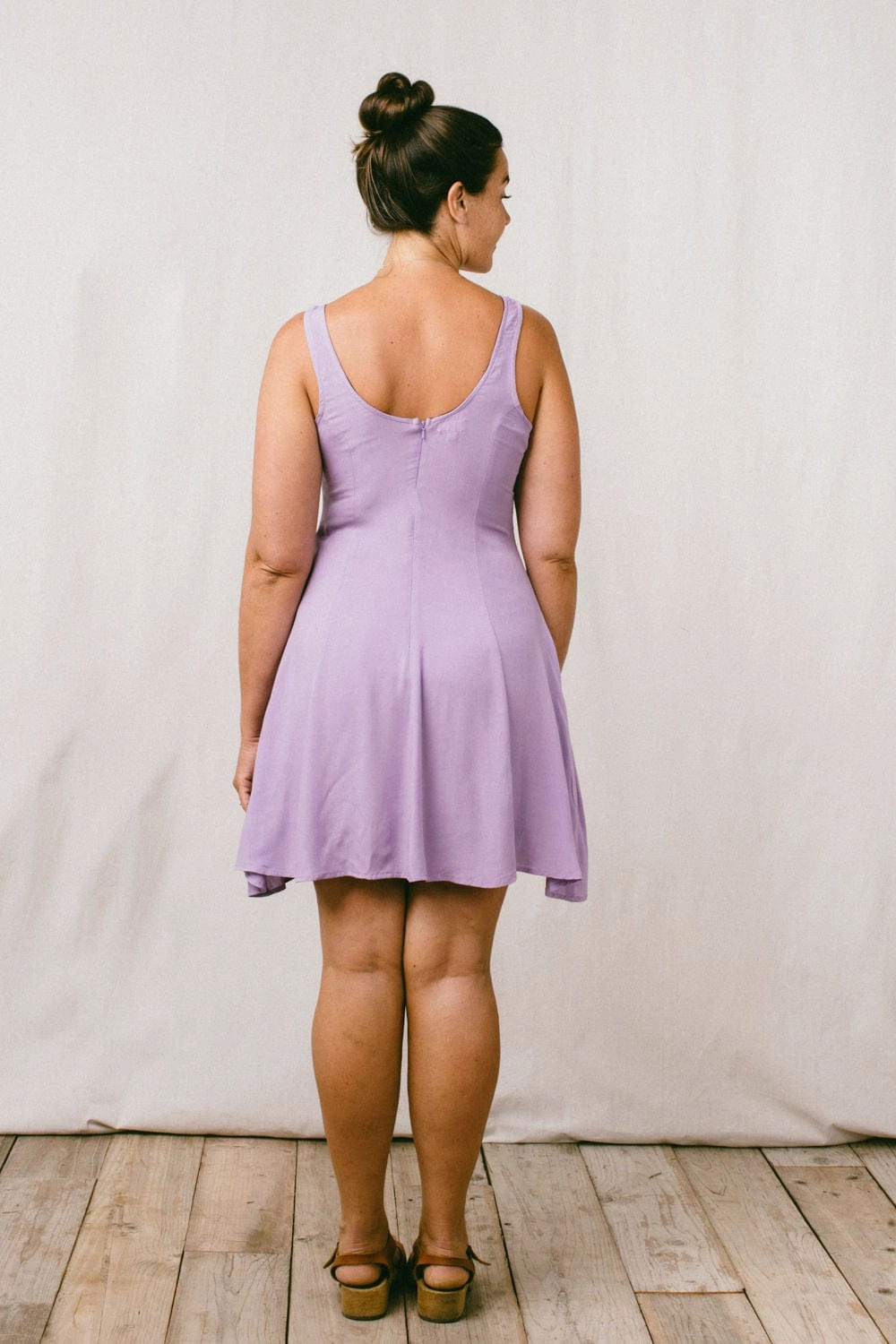 Fine Details Delana Dress in Lilac Challis