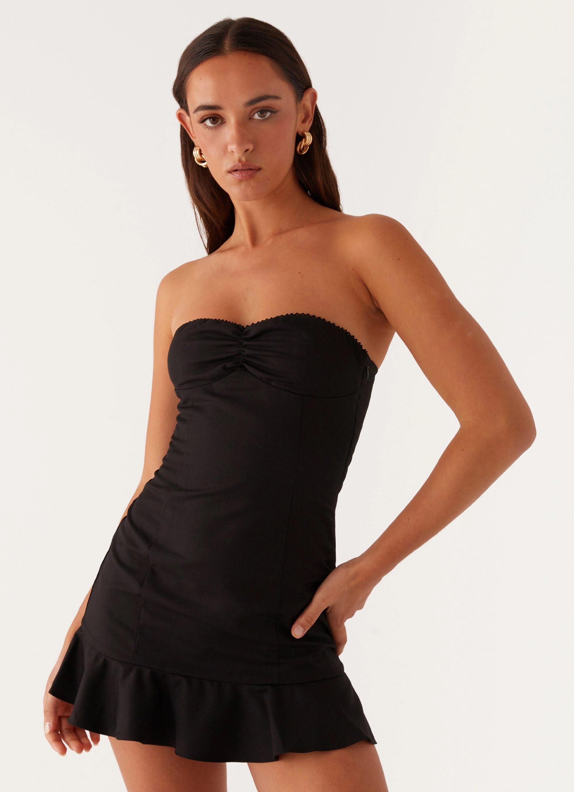 Cotton Rich Quick Wear Delmi Bustier Mini Dress - Black