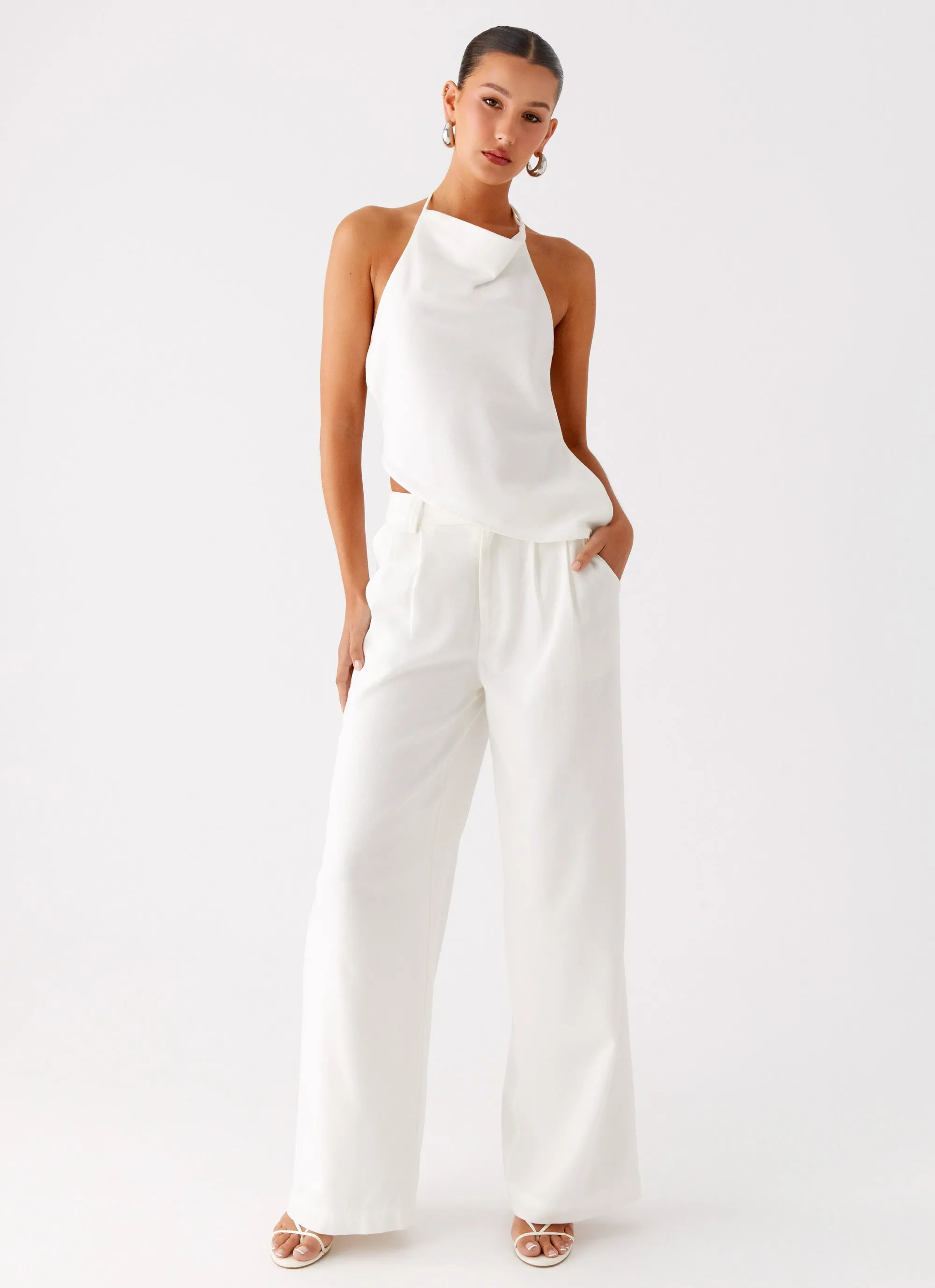 Delong Low Rise Linen Pants - White Heat Control Zip-off legs