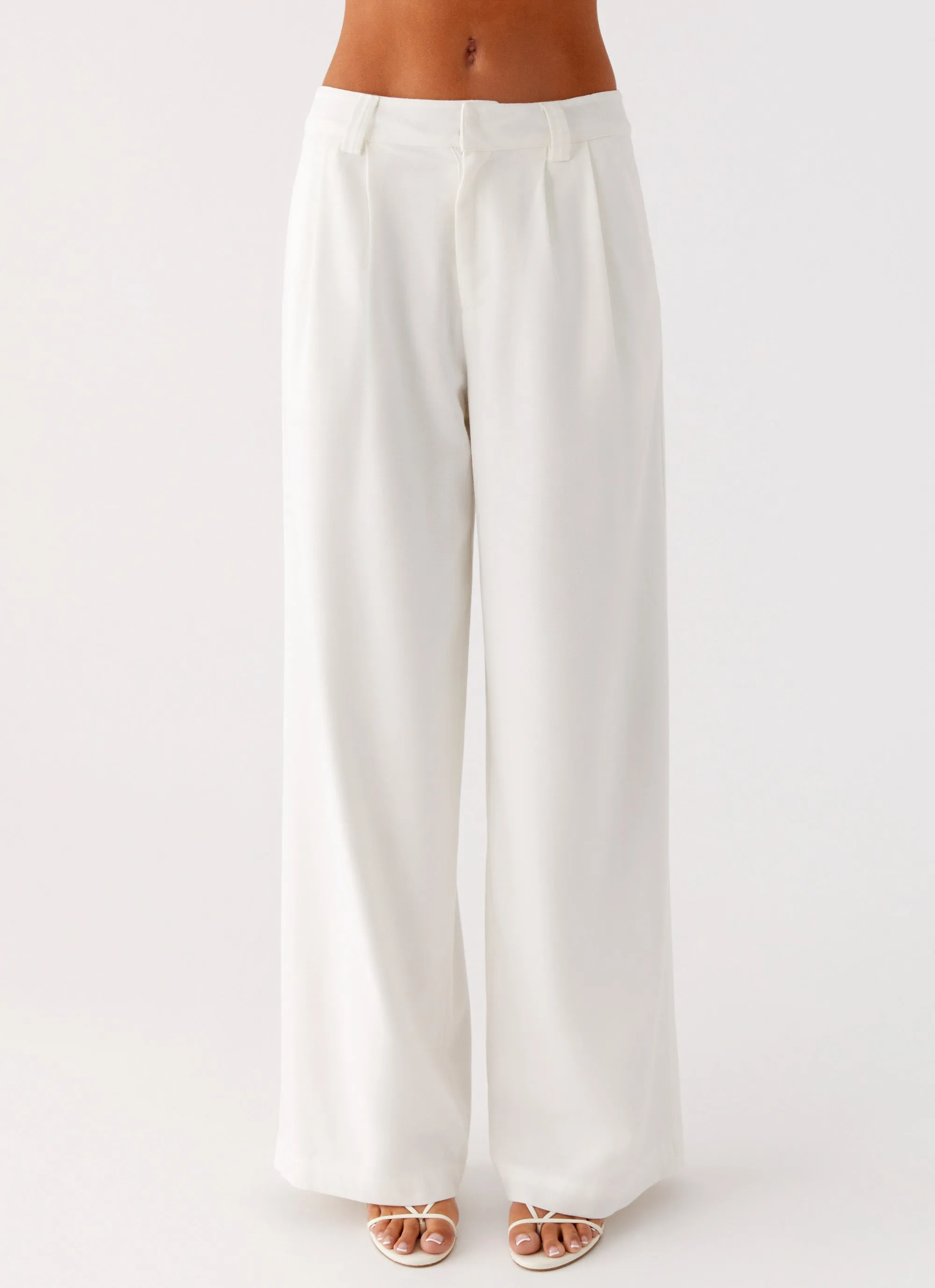 Delong Low Rise Linen Pants - White Flexible Performance Wear