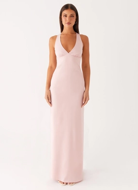 Comfortable Waist Red Carpet Desi Halterneck Maxi Dress - Pink