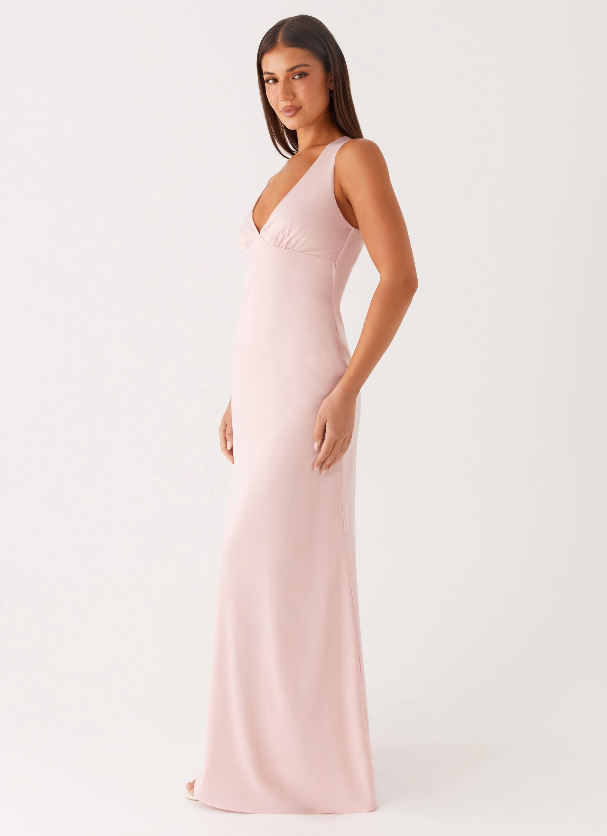 soft look Cotton-Blend Desi Halterneck Maxi Dress - Pink
