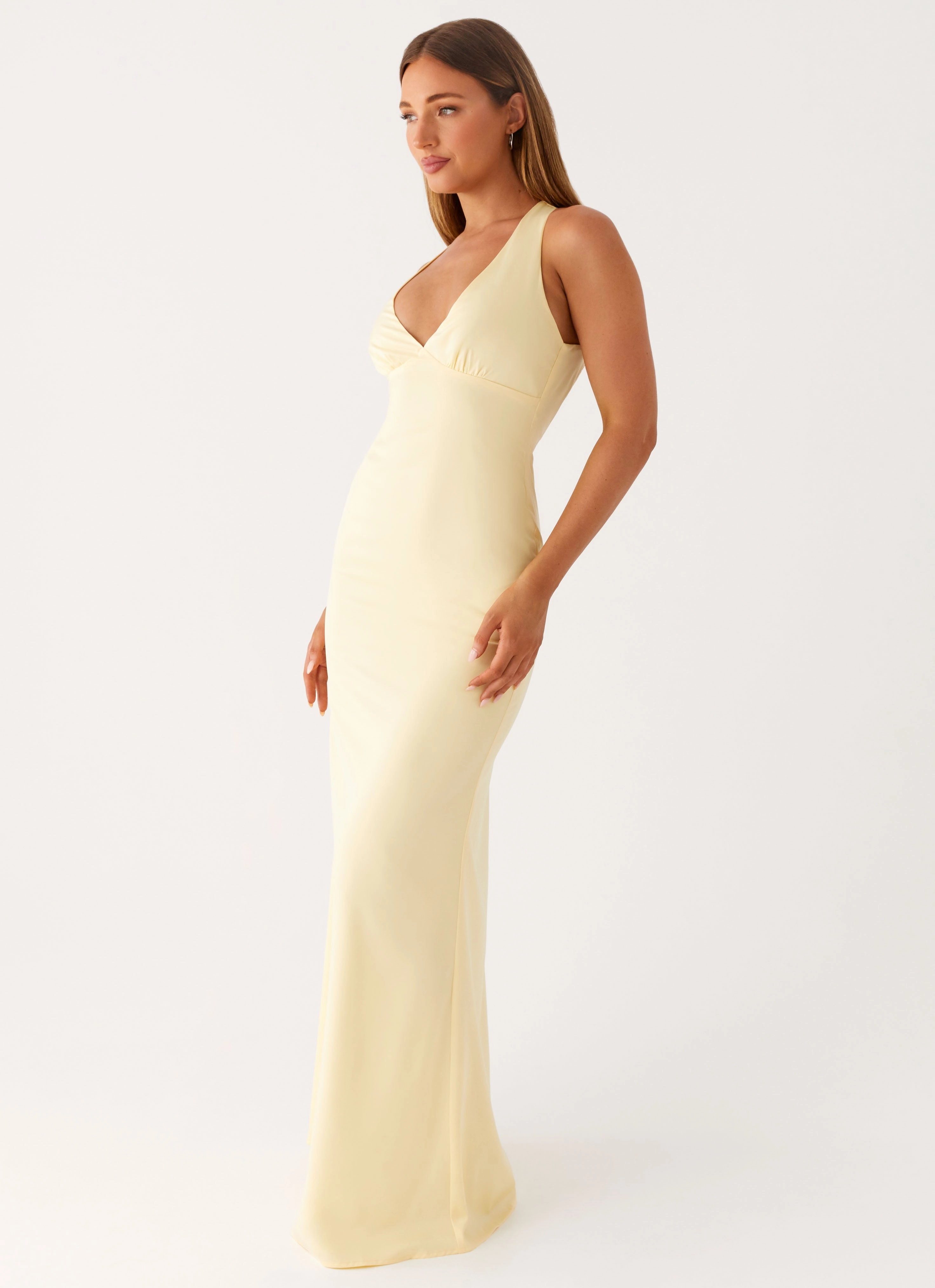 Desi Halterneck Maxi Dress - Yellow Easy Elegance Timeless Look Wear