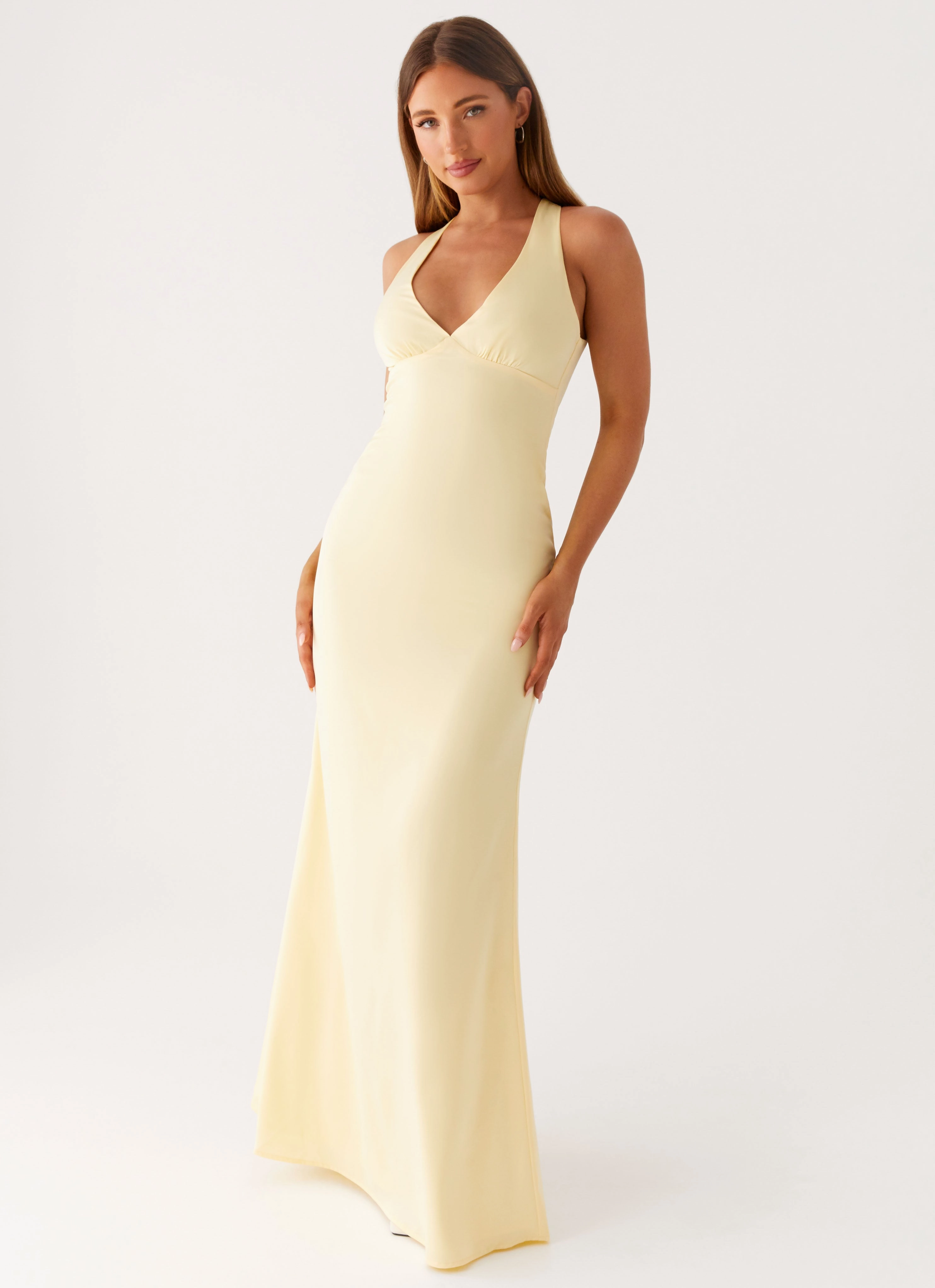 Comfort Stretch Desi Halterneck Maxi Dress - Yellow