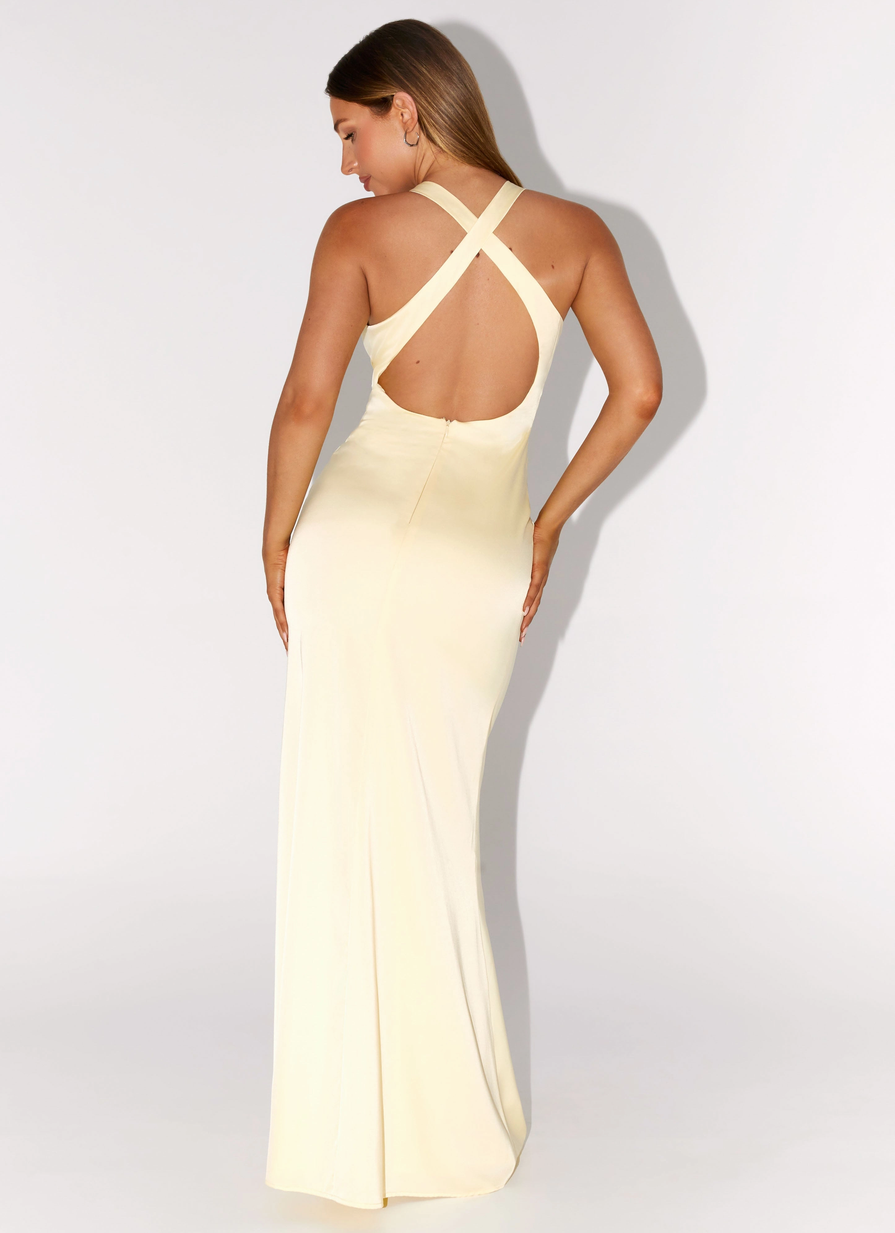 Desi Halterneck Maxi Dress - Yellow Minimal Touch