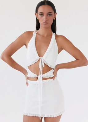 Chafe Resistant Urban Pulse Love Exchange Ruffle Mini Dress - White