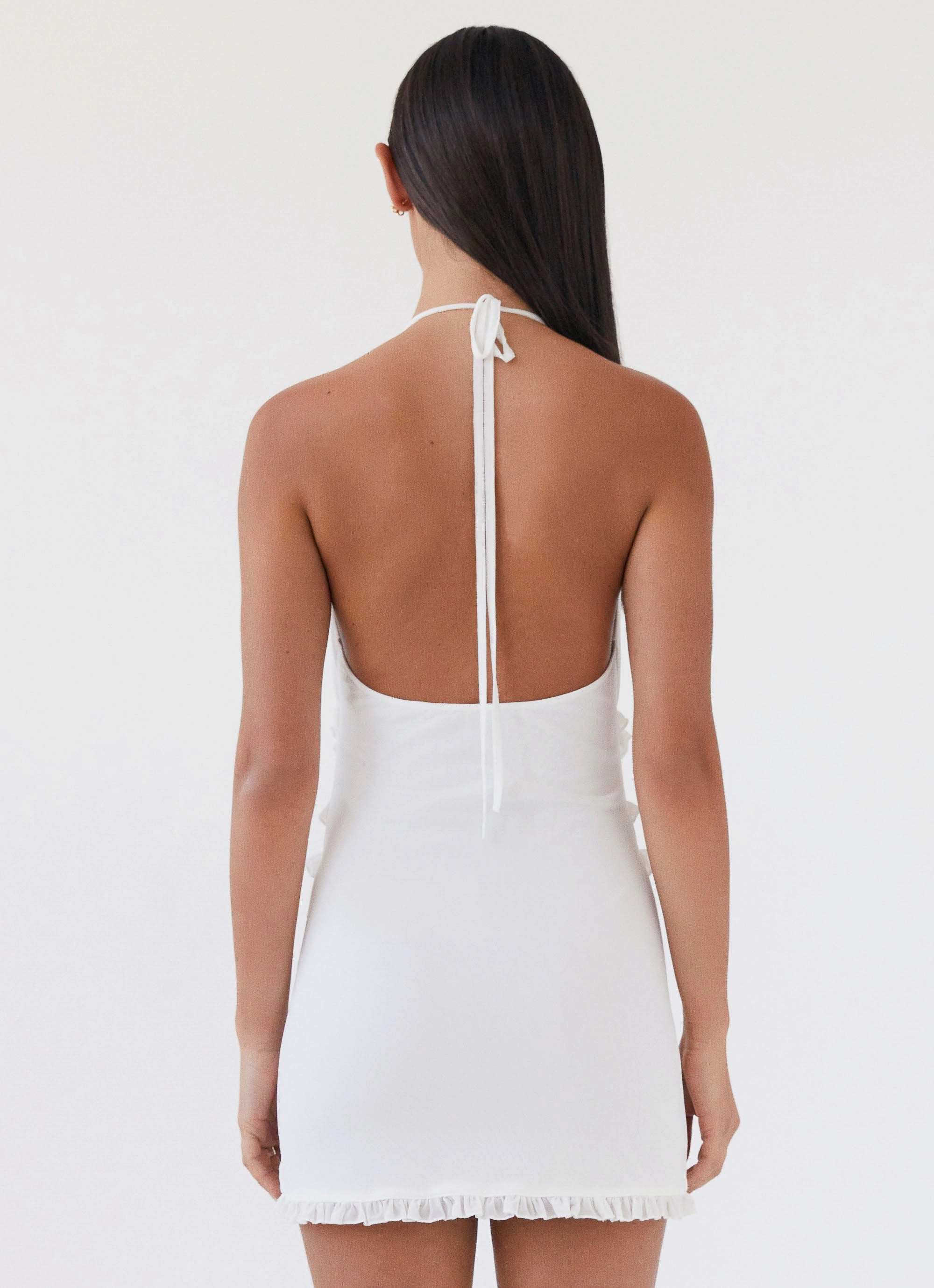 Love Exchange Ruffle Mini Dress - White Light Outfit Satin feel
