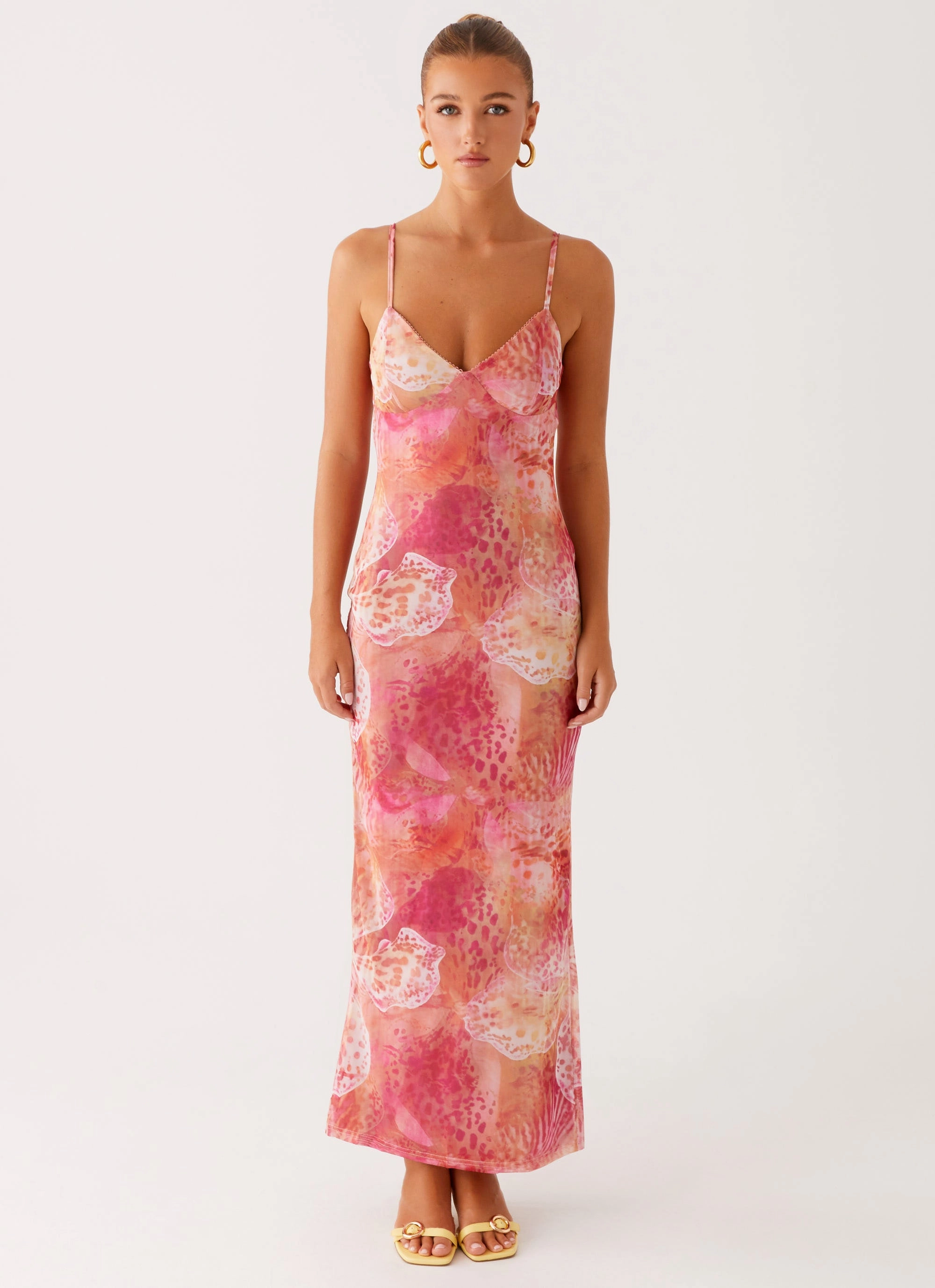 Premium Material Feminine Charm Kasey Midi Dress - Flamingo Fling
