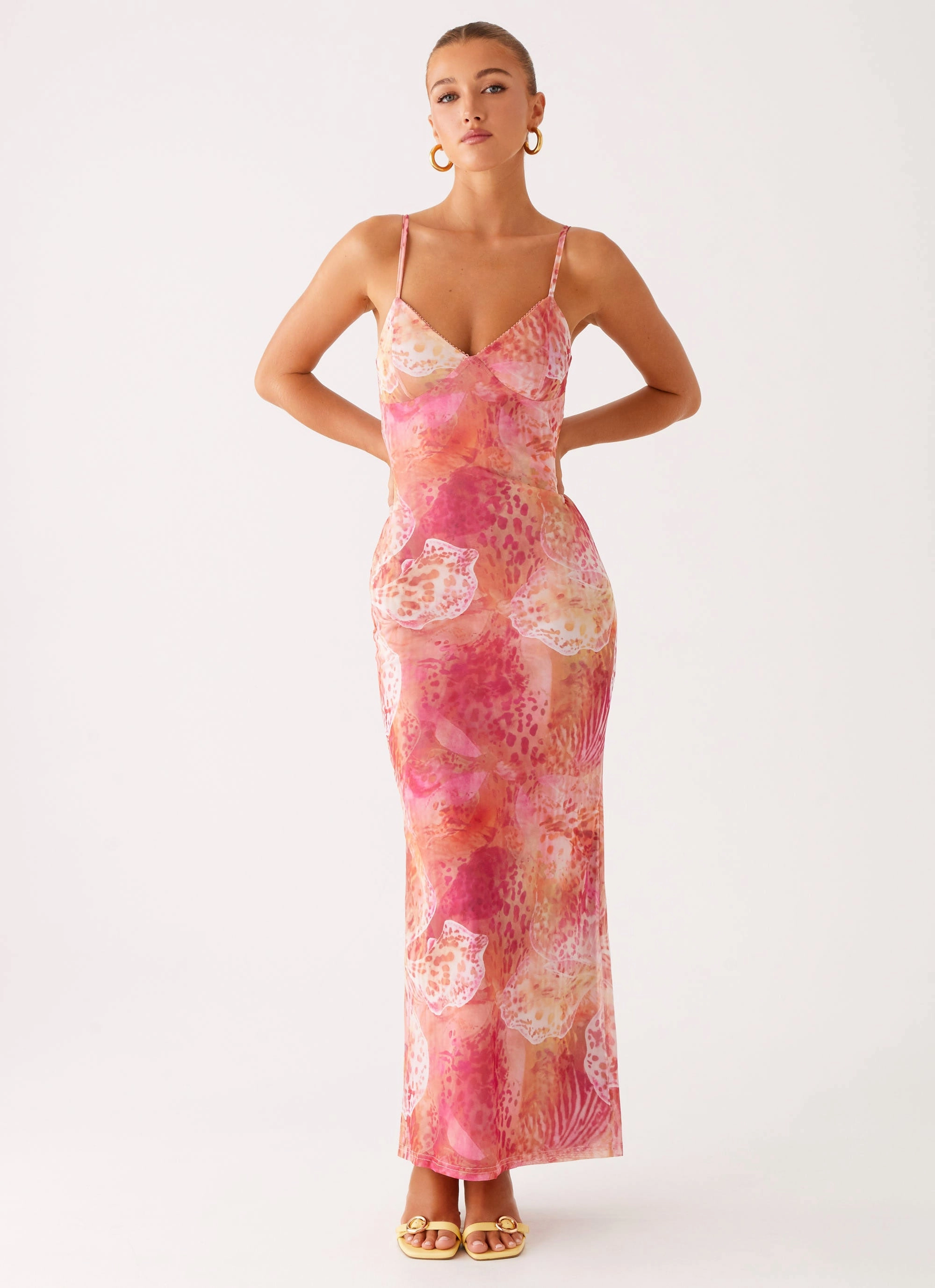 Elegant Wearable Kasey Midi Dress - Flamingo Fling