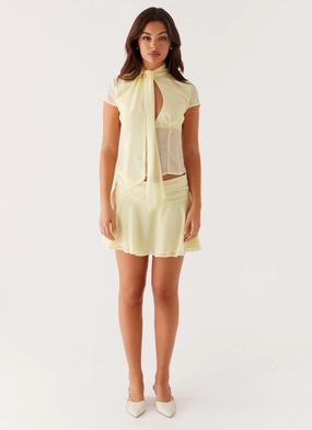 Colby Mini Skirt - Lemon Floor Length Relaxed Mood
