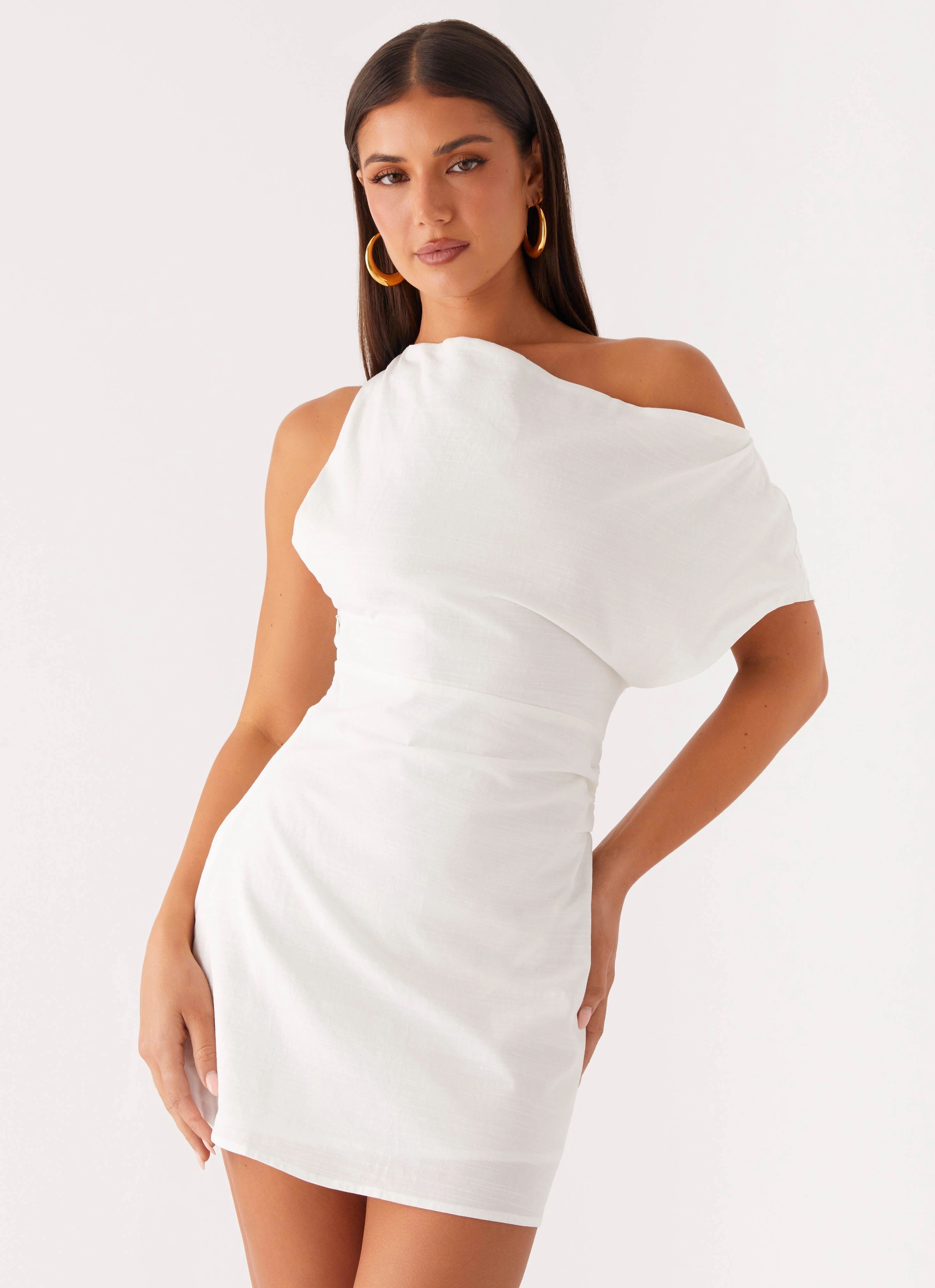 Versatile sundress Wrap Glow Moonlight Oasis Asymmetrical Mini Dress - Off White
