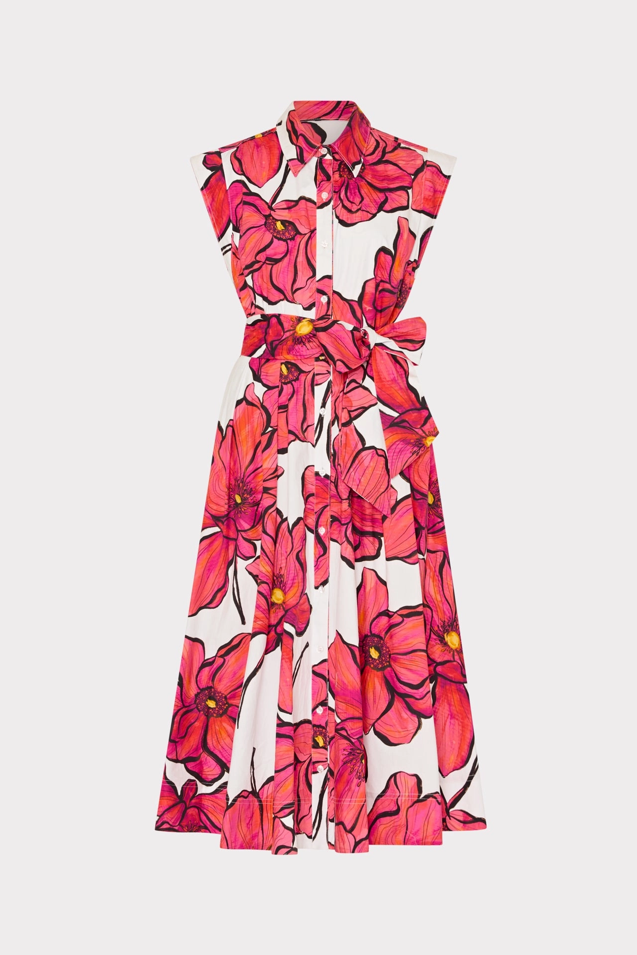 Curve Friendly Timeless Waistband Fit Jules Windflower Pastel Poplin Midi Dress