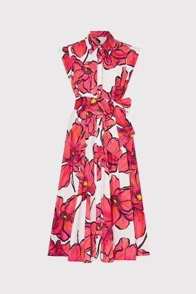 Jules Windflower Pastel Poplin Midi Dress All Gender Fit Scandi Light