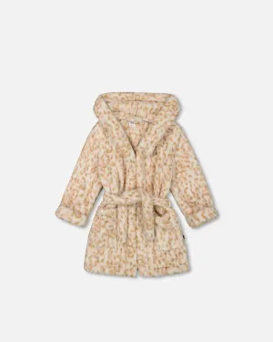 Deux Par Deux Plush Bathrobe - Leopard Print