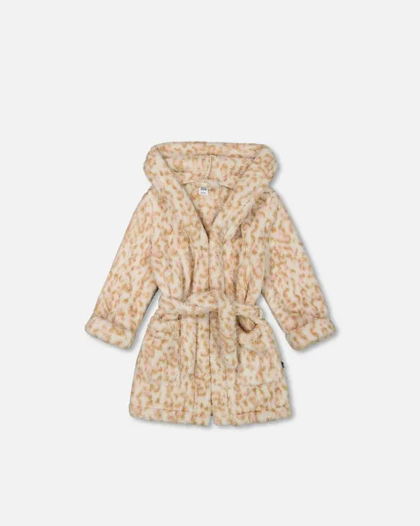 Deux Par Deux Plush Bathrobe - Leopard Print
