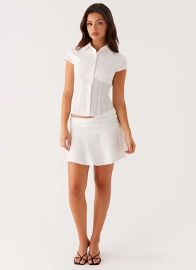 Devoted Mini Skirt - White Sporty Edge Classic Appeal